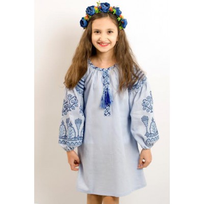 Embroidered costume for girl "Luxury" blue